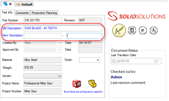 Original DataCard Values