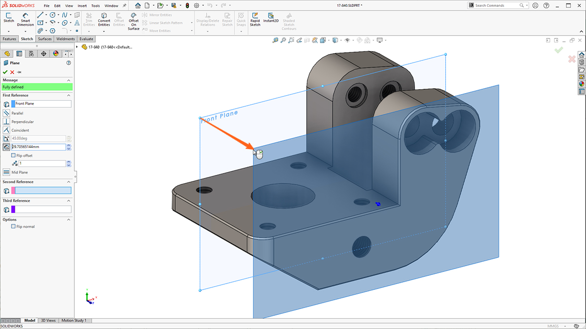 How to change planes of a sketch in SolidWorks  Mechanitec Design